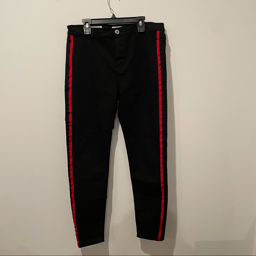 Bershka black jeans with red stripe